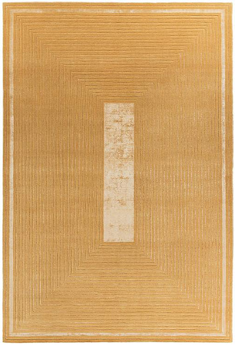 Tapis à Cadre Jaune en Laine & Viscose