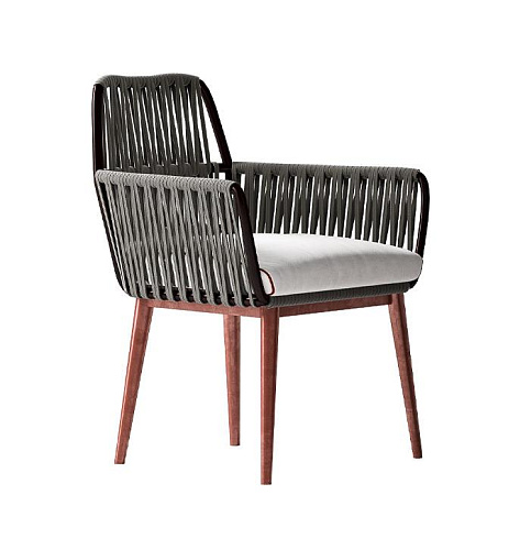 Chaise avec Accoudoirs en Corde