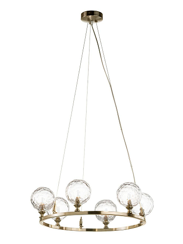 Lustre 6 Lumières Or Doux en Cristal Taillé Main