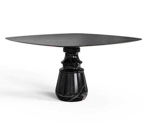 Table à Manger Carrée Nero Marquina Obsidienne