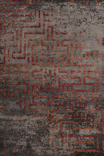 Tapis Abstrait Indien en Soie de Bambou