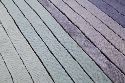 Tapis Géométrique en Laine et Viscose Noué à la Main