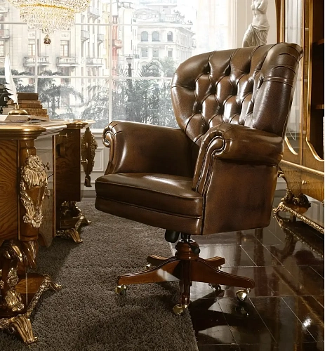 Fauteuil En Cuir Dolcevita avec Base Pivotante à 5 Branches