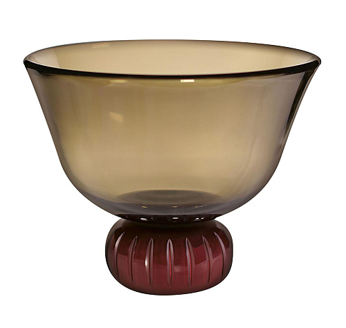 Vase forme coupe en verre de Murano fumé