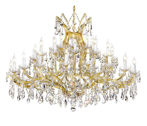 Lustre Mariateresa Finition Or avec Pendentifs en Cristal