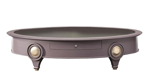 Table basse ovale avec plateau en miroir fumé
