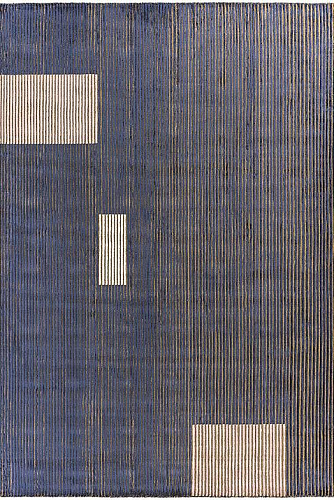 Tapis à Rayures en Viscose Tissé à la Main