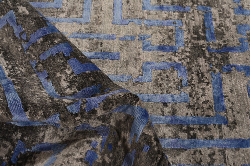 Tapis Abstrait Indien en Soie de Bambou