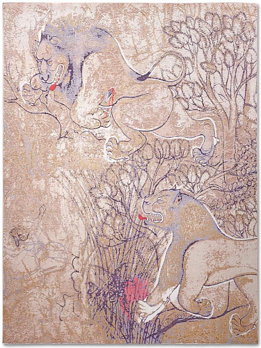 Tapis tissé main Deux Lions