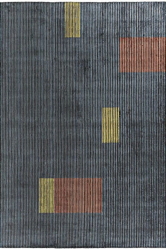 Tapis Multicolore à Rayures en Viscose Tissé à la Main