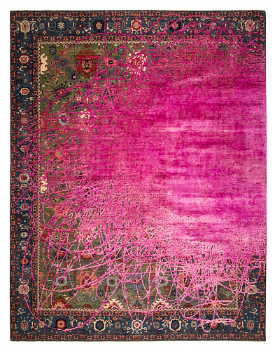 Tapis Bidjar Kingscross Buzz Vert Rose Néon Soie