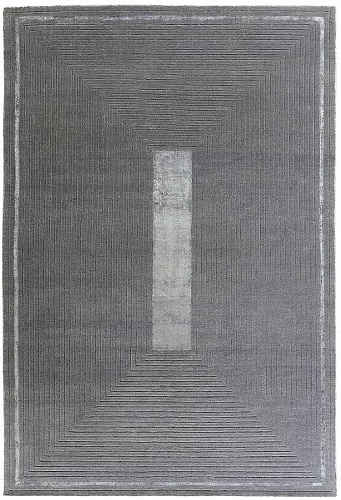 Tapis à Cadre Gris en Laine & Viscose