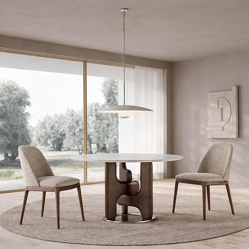 Table de salle à manger ronde Clifford avec plateau en marbre