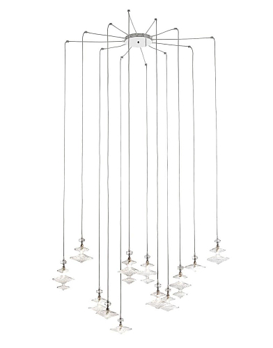 Lustre Contemporain Réglable avec Éléments en Verre