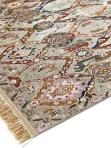 Tapis de luxe fait main KavaBagh Gris / Vert