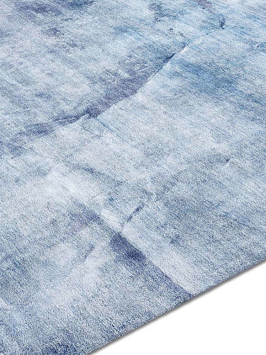 Tapis noué main de luxe Bleu Torsadé