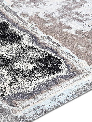 Tapis fait main de luxe Abstrait Argent / Gris
